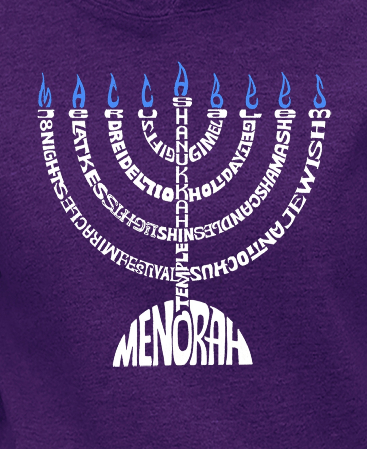 LA POP ART WOMEN'S MENORAH WORD ART HOODED SWEATSHIRT 