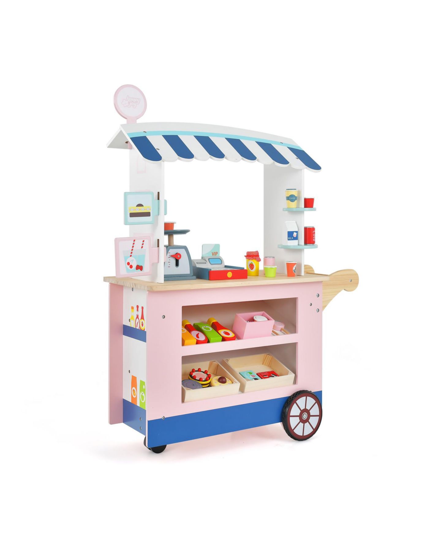 Детские игрушки HONGGE Interactive POS Machine and Play Scale 30-Piece Toy Cart Play Set, Ages 3+ — фото 1