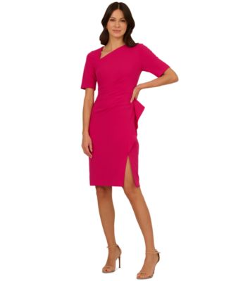 Adrianna Papell - Women's Draped Ruffled Sheath Dress