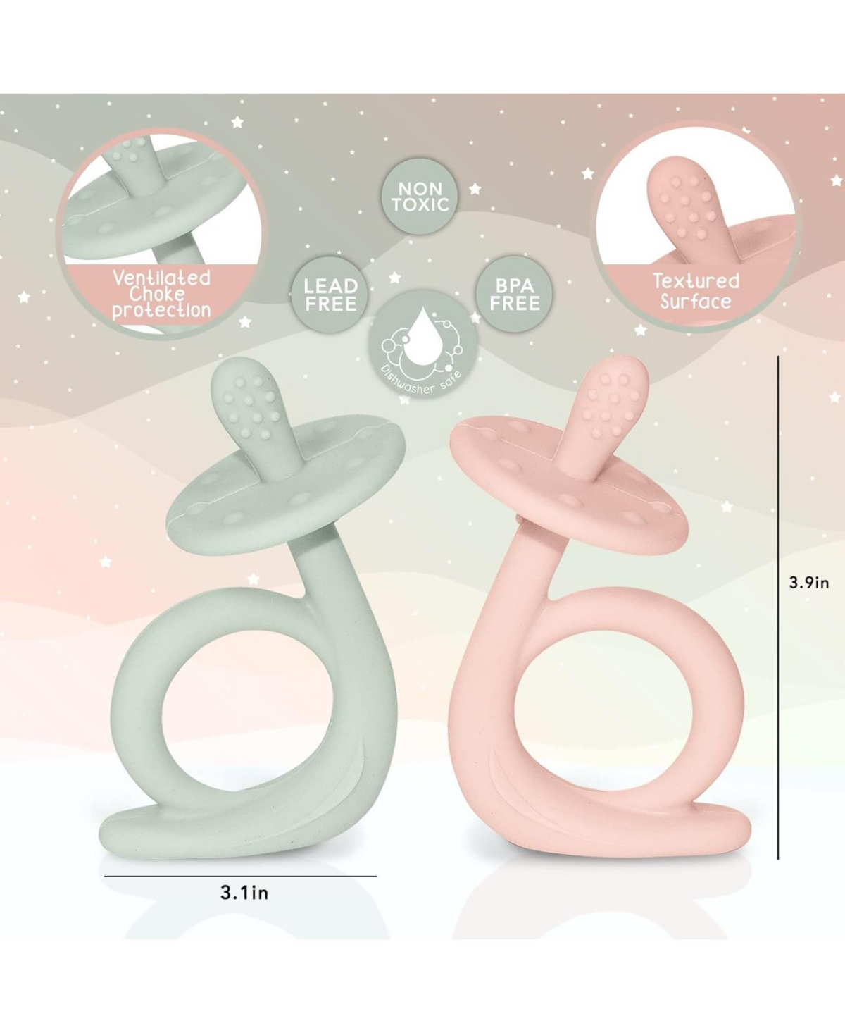 Sperric Baby Girls Baby Teething Toys, 100% Food-Grade Silicone Teethers Months Infant, Baby Teether Toys Months Bpa Free Baby Chew Toys for S