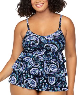 Island Escape - Plus Size Printed 3-Tiered Bandini