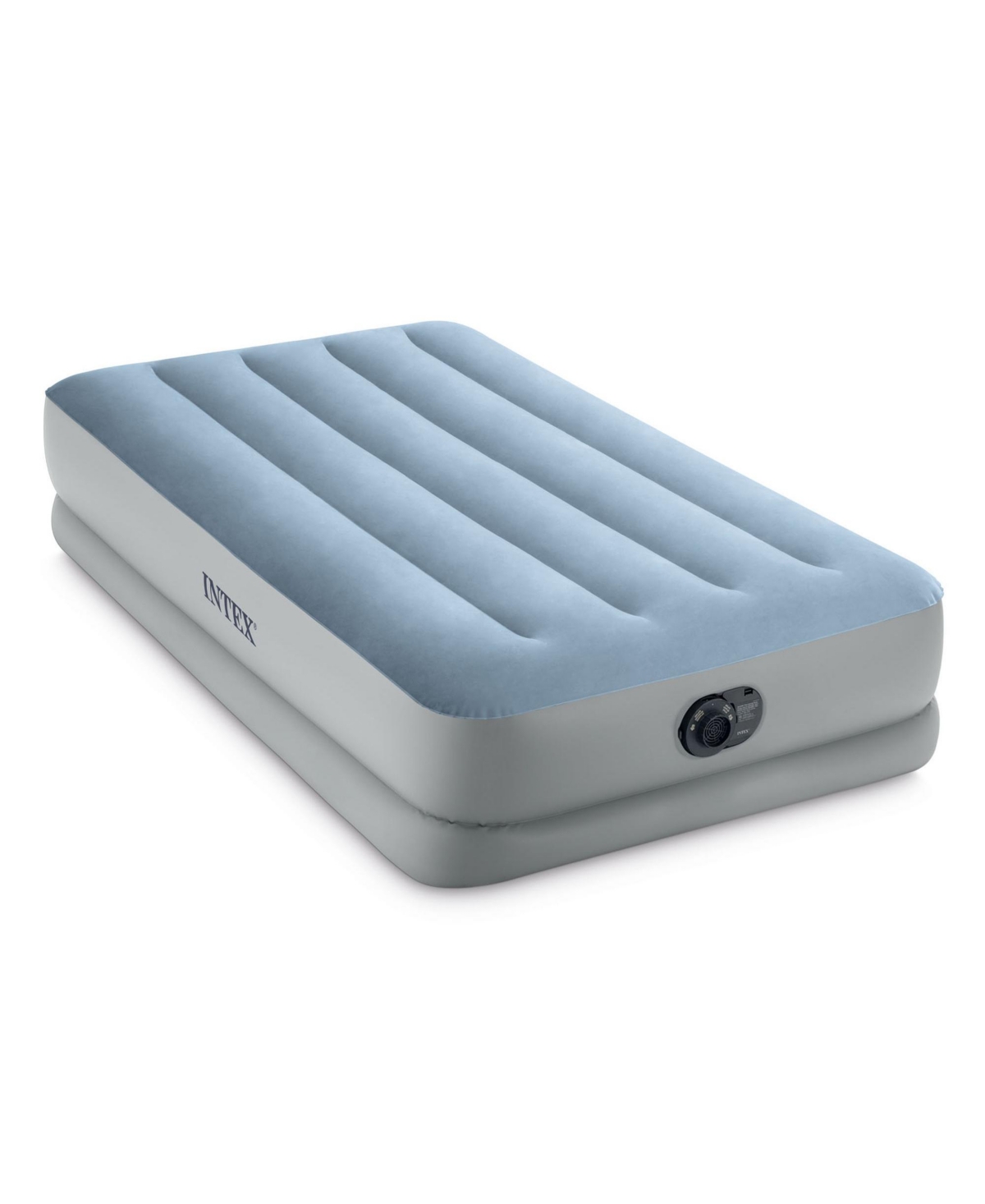 Dura Beam Plus Mid-Rise Comfort 14" Twin Air Mattress with Built-In Pump - Grey and light blue