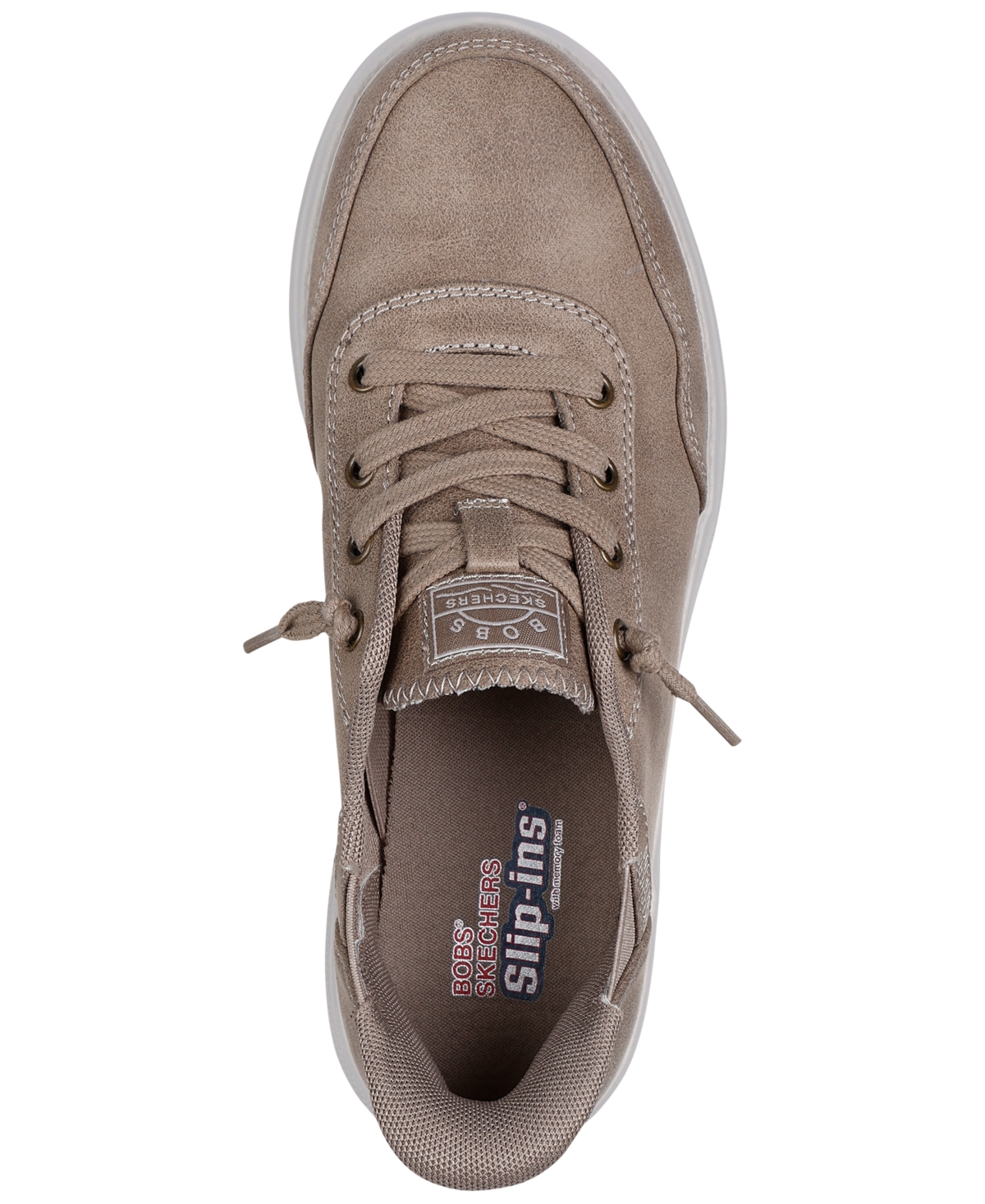 Skechers Bobs Skipper Womens Memory Foam Manmade Slip-on Sneakers In Taupe
