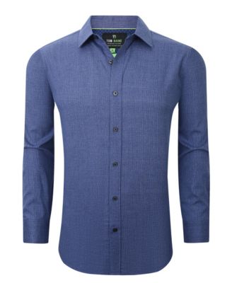 Men's Four-Way Stretch Solid Textured Button Down Dress Shirt