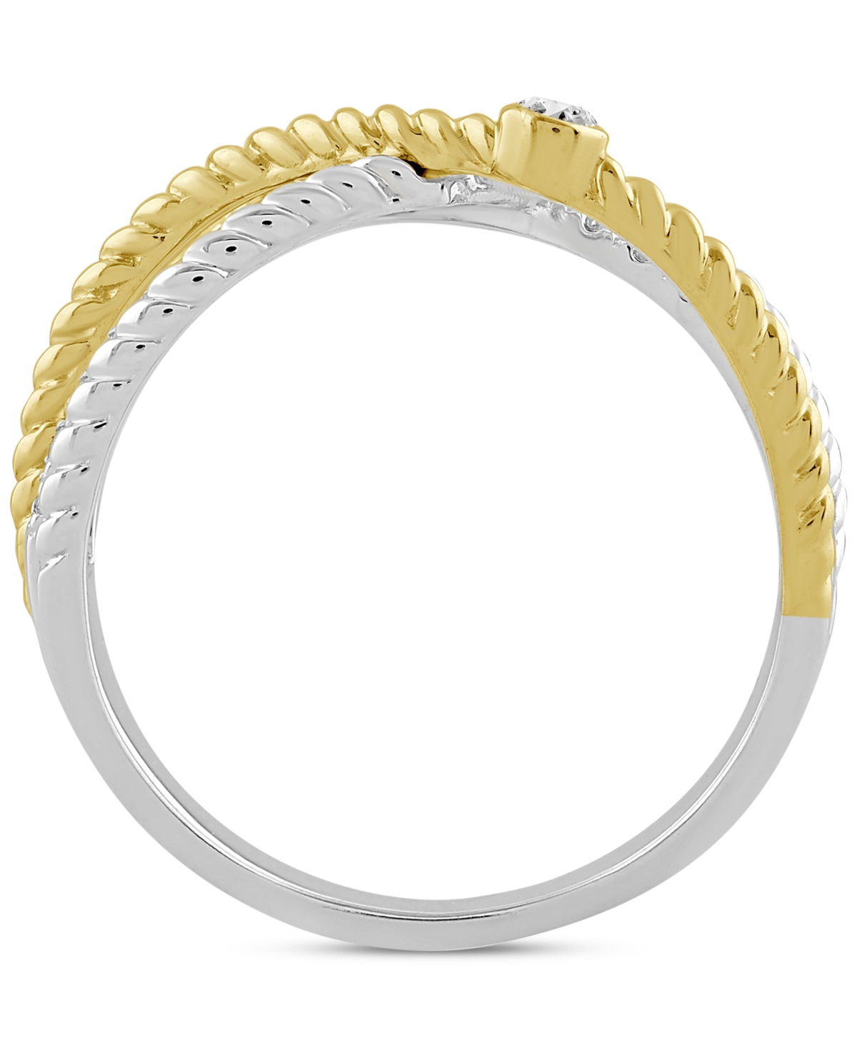 Macy's Diamond Crossover Openwork Statement Ring (1/3 Ct. T.w.) In 10k Two-tone Gold In Two-tone Gold