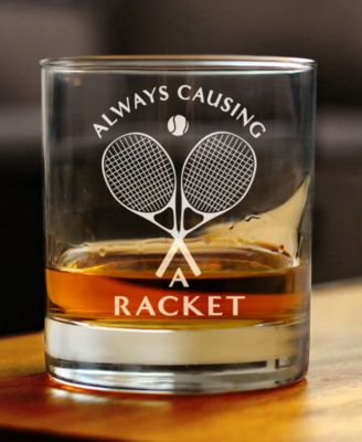 Causing a Racket Whiskey Rocks Glass