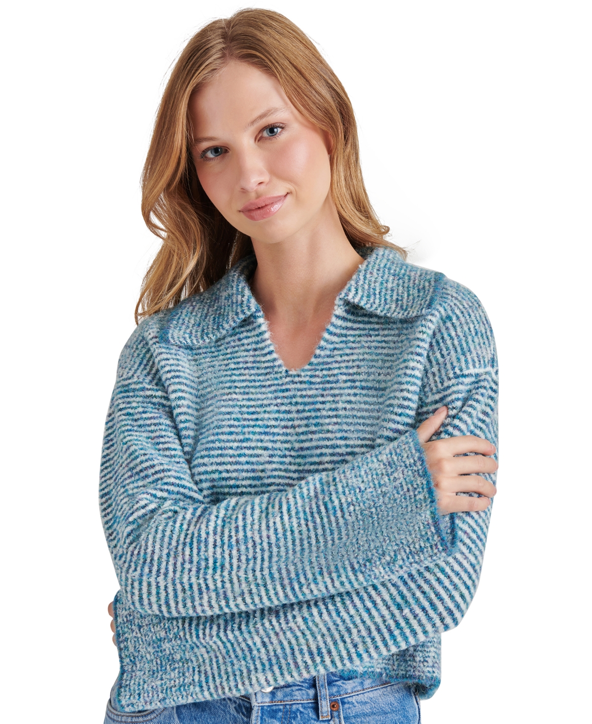 Steve Madden Esther Johnny Collar Sweater In Blue