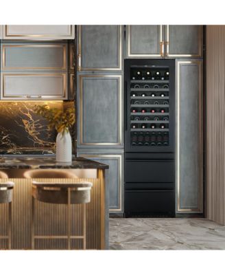 ESTATE 24" Dual Zone Wine & Beverage Fridge – 175 Can Capacity, Black Stainless Steel, Built-In Drawer Cooler with Full Extension Shelves
