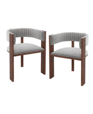 Teddy Set of 2  Fabric Adjustable Foot Nails Upholstered Seating  Dining Chair