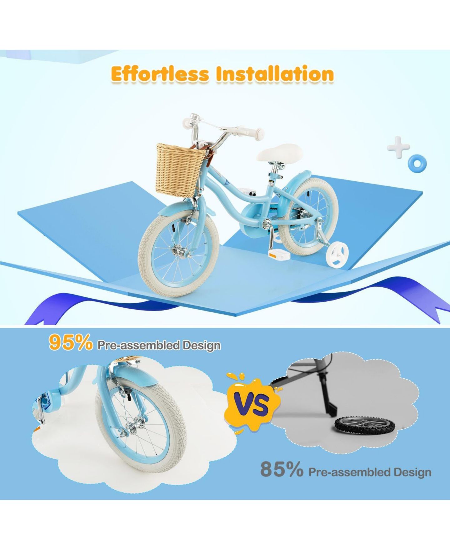 Детская игрушка HONGGE 14-Inch Kids' Bike with Training Wheels and Adjustable Seat & Handlebar, Ages 3-5 — фото 3