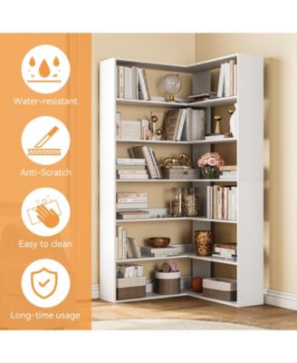 71-Inch L-Shaped Corner Bookcase - 6-Tier Tall Shelf Display Rack For Living Room And Home Office Storage
