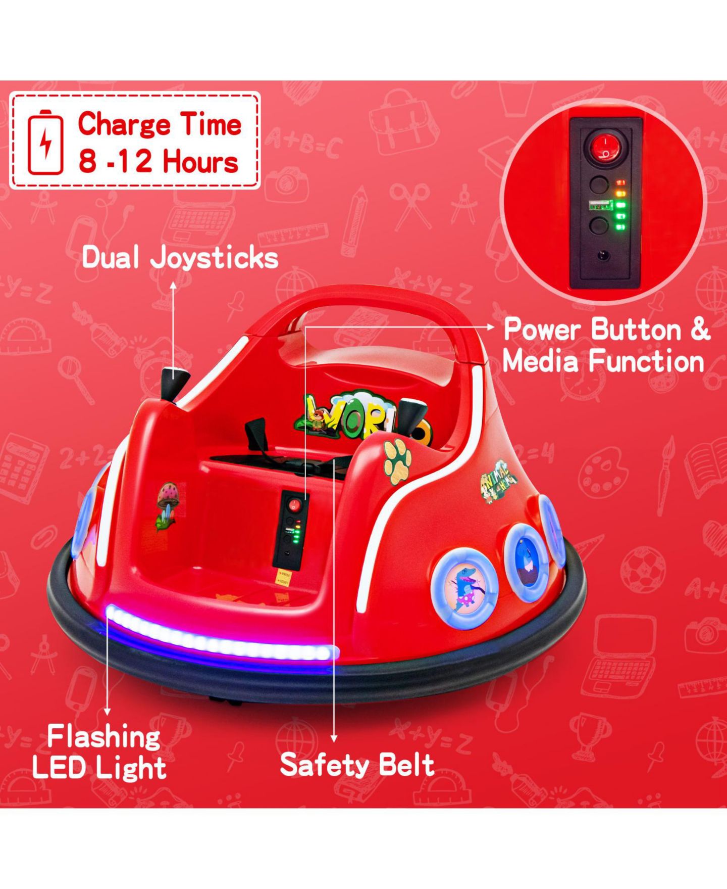 Детская игрушка HONGGE 12V Ride-On Bumper Car with Remote Control and LED Lights, Ages 1.5-6 — фото 2