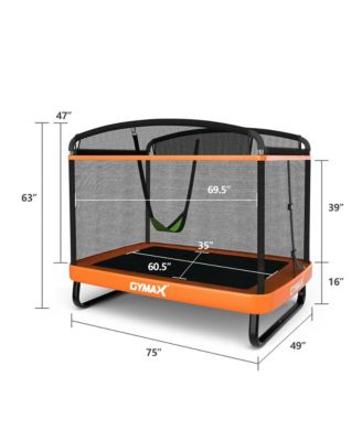 6FT Recreational Kids Trampoline W/Swing Safety Enclosure Indoor/Outdoor Orange