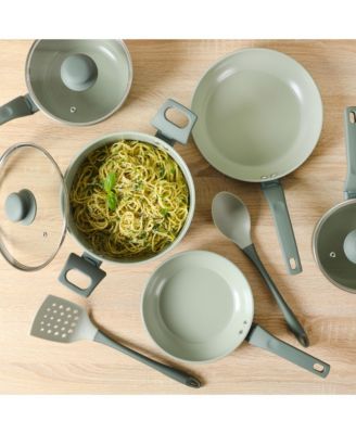 Barnsdall 10 Piece Premium PFA Free Ceramic Nonstick Aluminum Cookware Set W/ Kitchen Tools