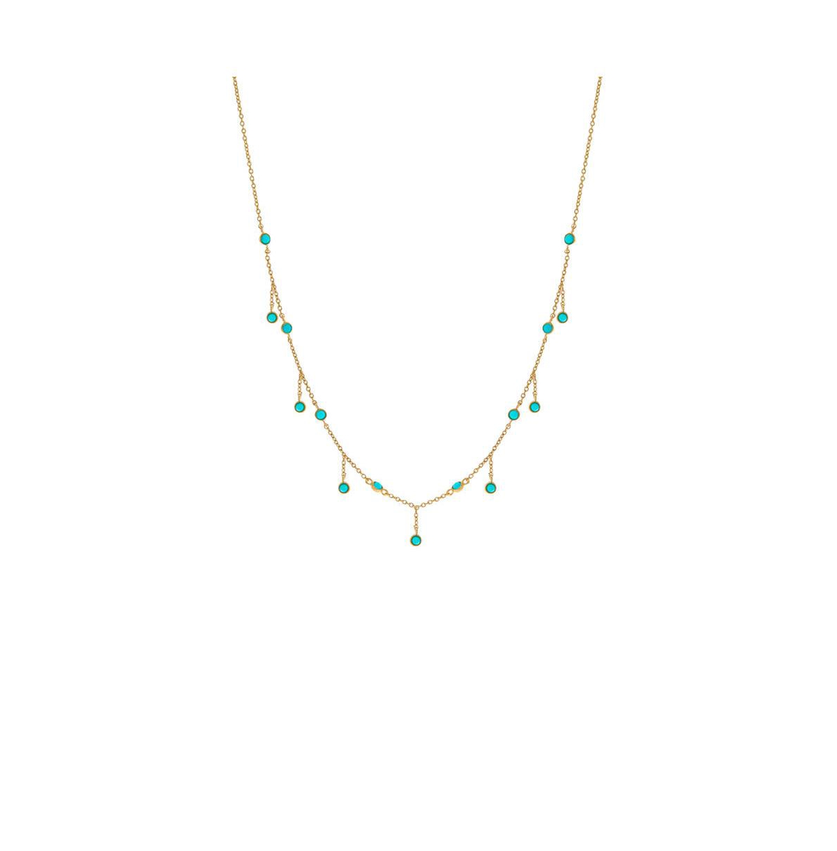 Turquoise Bezel Shaker Necklace 14K - 14k gold