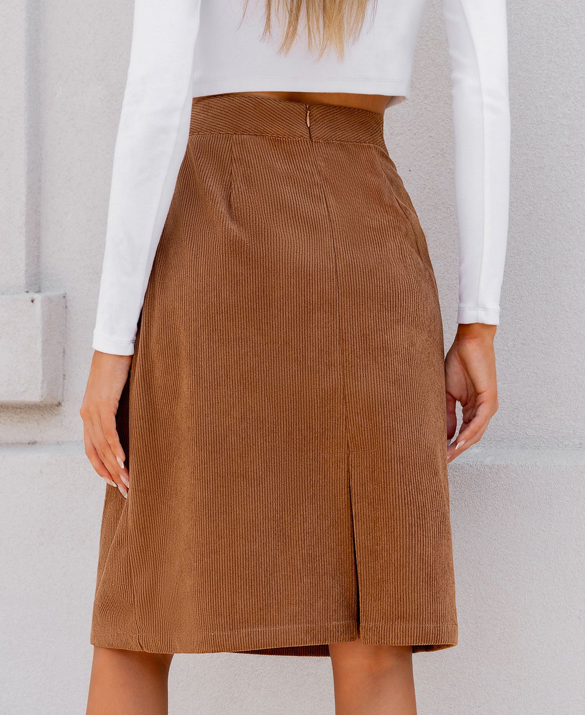 Cupshe Women's Corduroy Pocket Midi Skirt