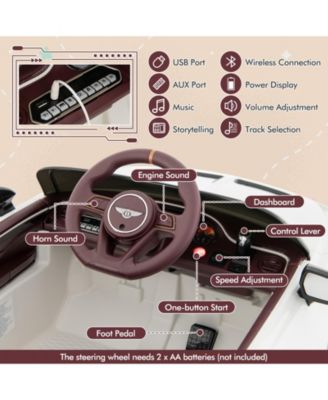 12V Powered Car Kids Ride-on Racer Car Licensed Bentley Bacalar