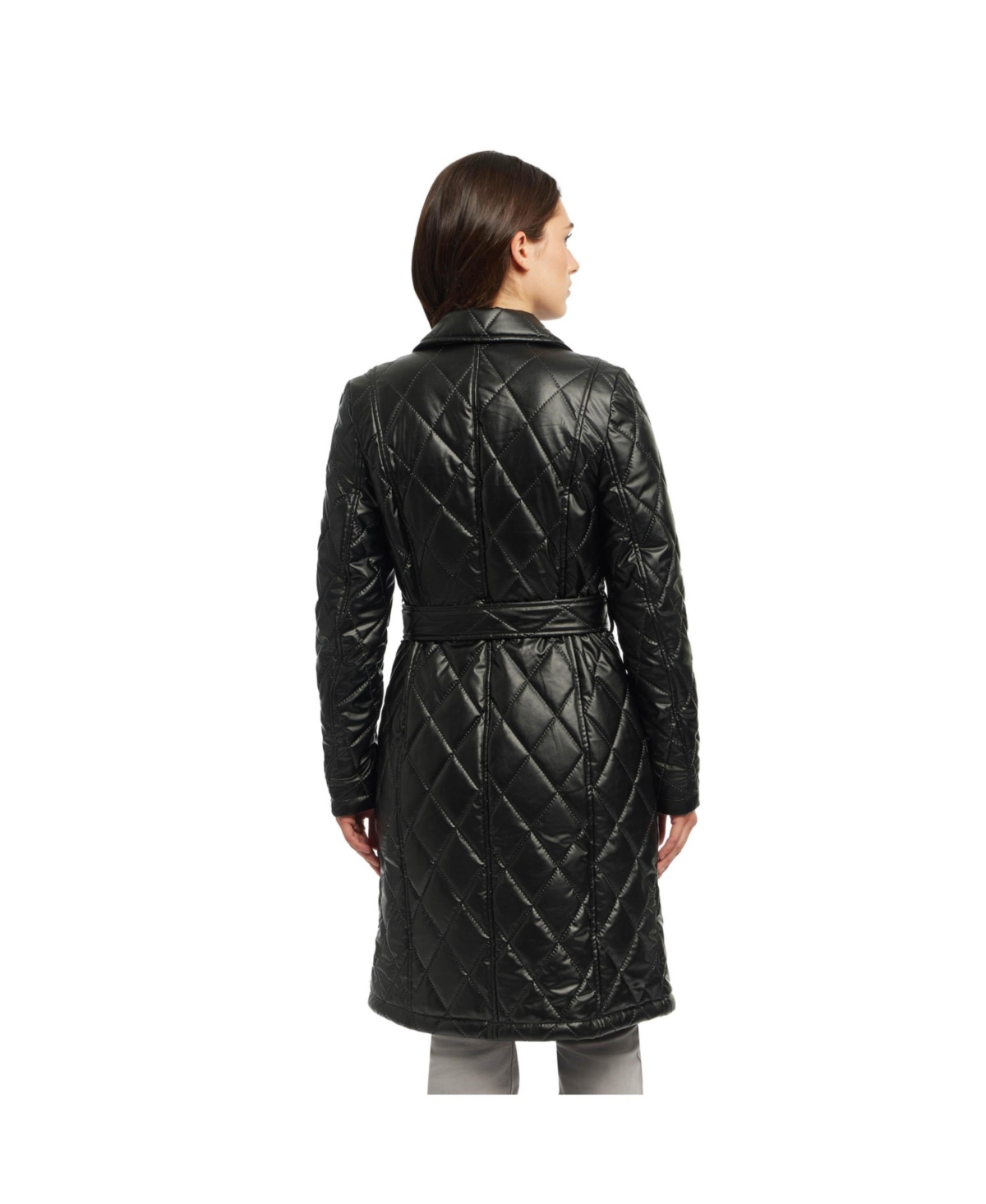 Badgley Mischka Women's Yolanda Diamond Embossed Pu Trench