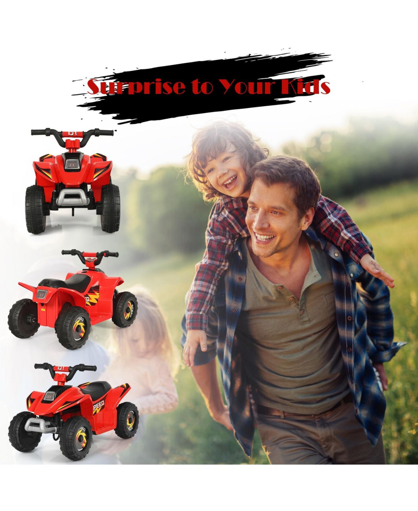 Детские игрушки HONGGE Kids ATV Ride On Toys, 6V Electric 4 Wheeler, Headlights, Ages 2-5 — фото 9
