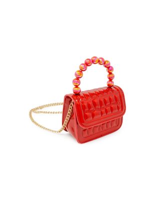Girls Mini Glam Quilted Pearl Handle Purse, Red