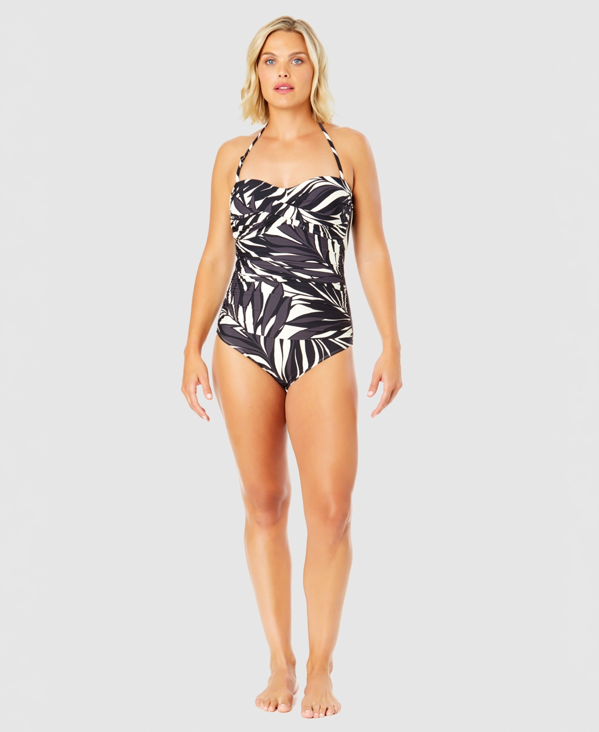 ANNE COLE WOMEN'S PRINTED TWIST-FRONT ONE-PIECE SWIMSUIT 