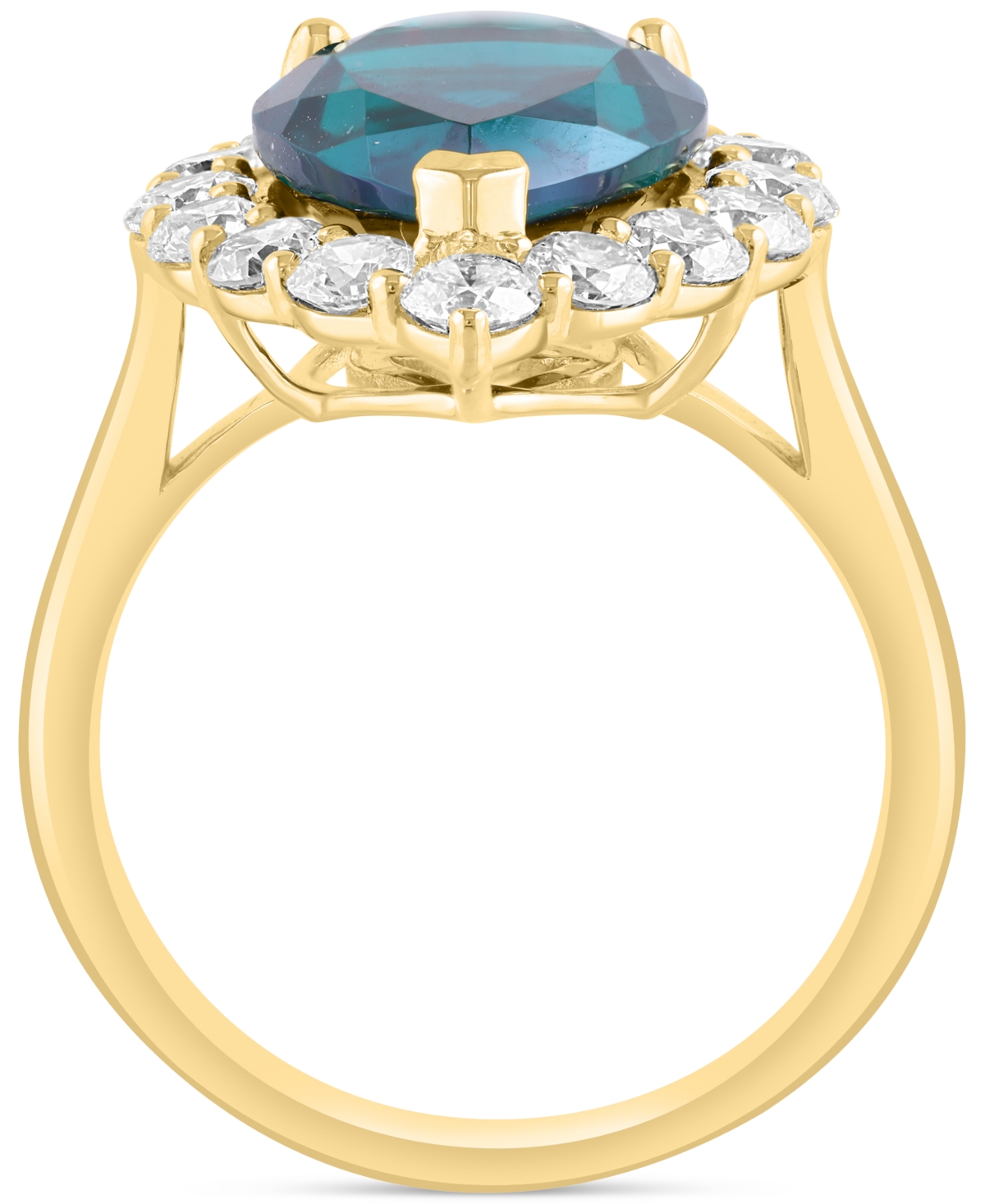 Effy Collection Effy Pear-shape Lab Grown Emerald (4-1/5 Ct. T.w.) & Lab Grown Diamond (1-1/3 Ct. T.w.) Halo Ring In In Emerald