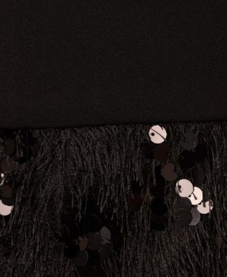 Adrianna Women's Sequin Fringe Halter Sheath Dress