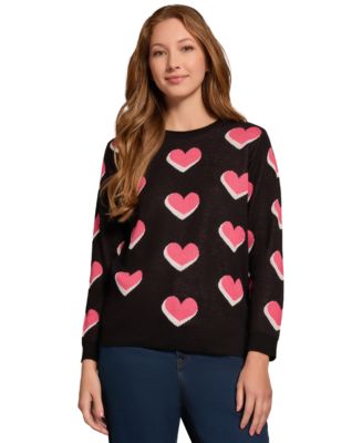 売れ筋商品|||ジョーンズニューヨーク ニット&セーター アウター レディース Women's Scatter Heart Crewneck Sweater Jones Black Multi Jones New York Women's Scatter Heart Crewneck Sweater - Macy's