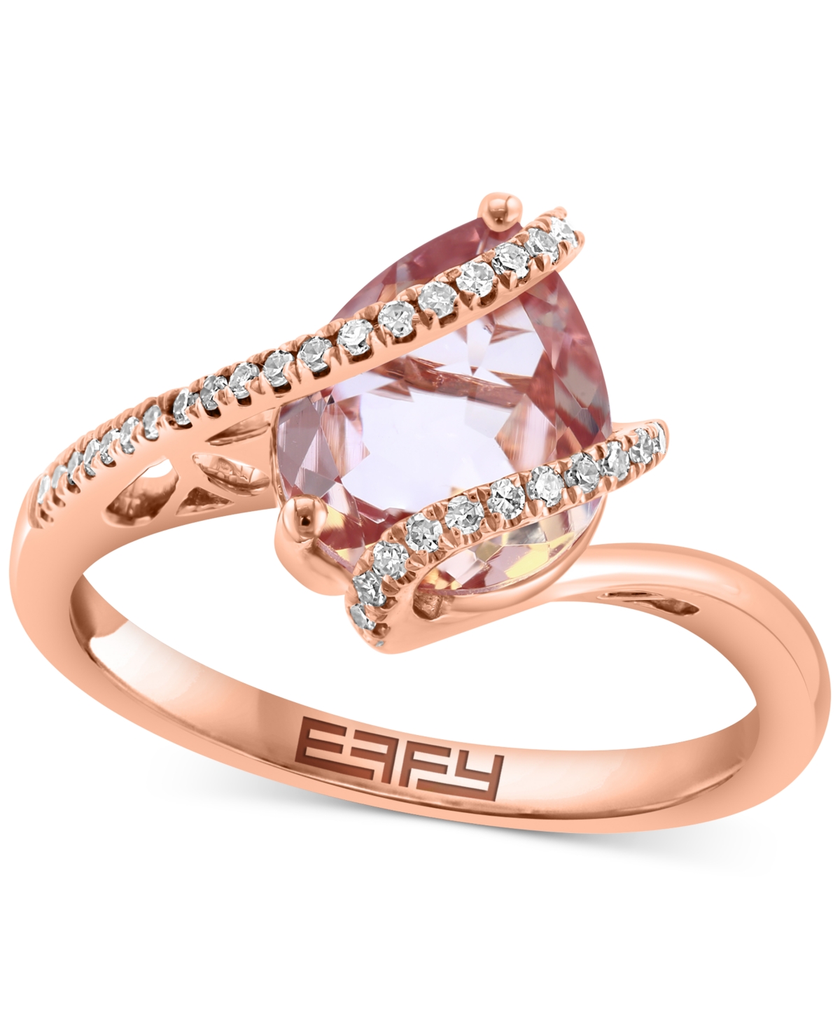 Effy Collection Effy Pear-shape Morganite (1-3/4 Ct. T.w.) & Diamond (1/8 Ct. T.w.) Statement Ring In 14k Rose Gold In Morganite
