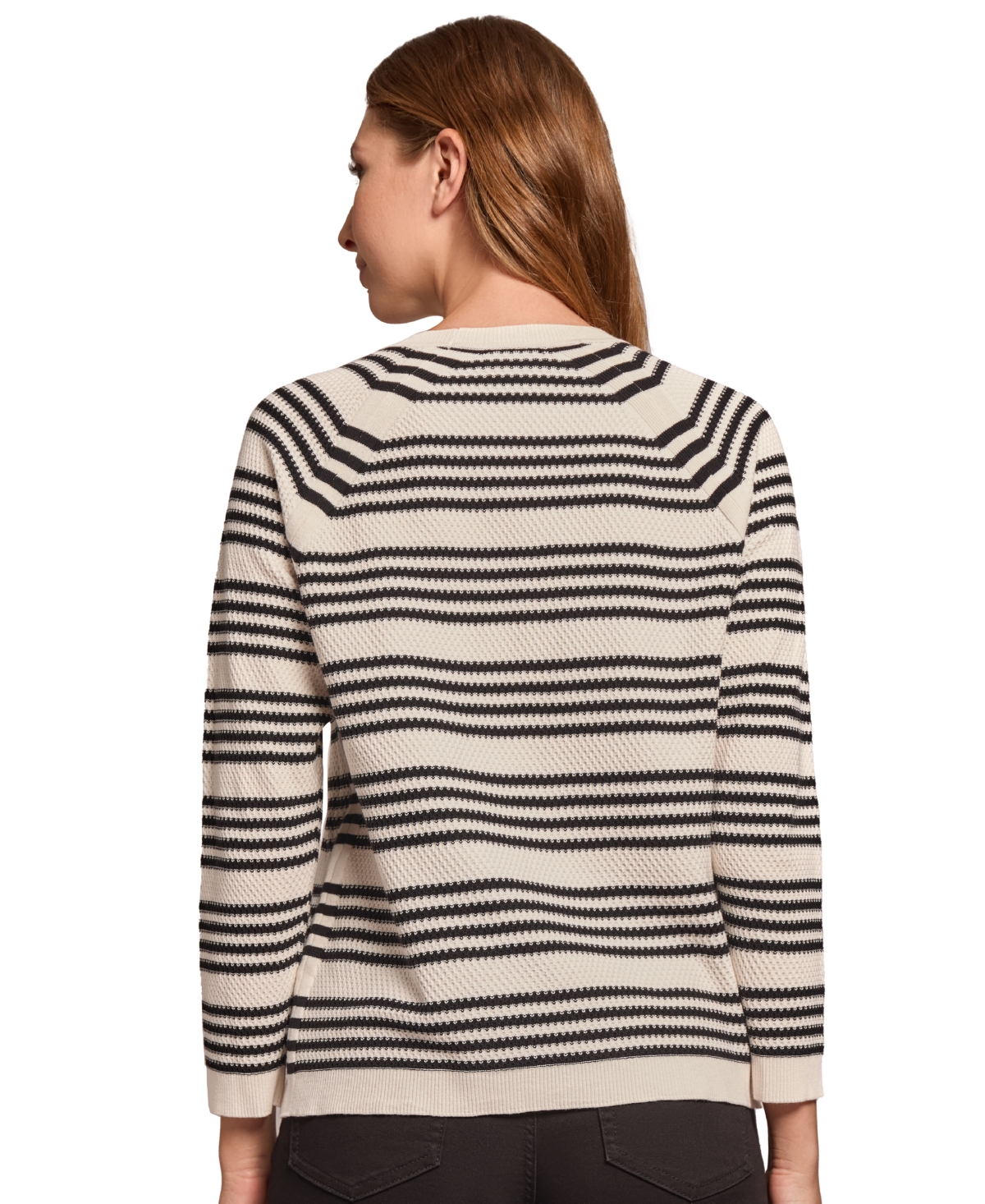 Shop Jones New York Women's Striped Boat-neck Raglan-sleeve Top In Jones White,jones Black