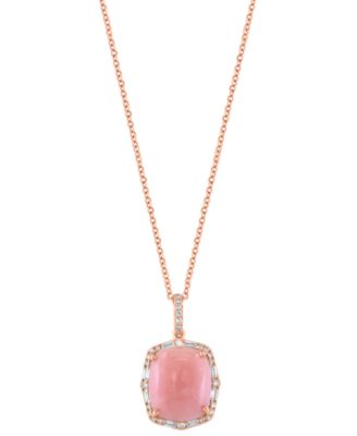 EFFY&reg; Pink Opal (4-1/2 ct. t.w.) & Diamond (1/5 ct. t.w.) 18" Pendant Necklace in 14k Rose Gold  