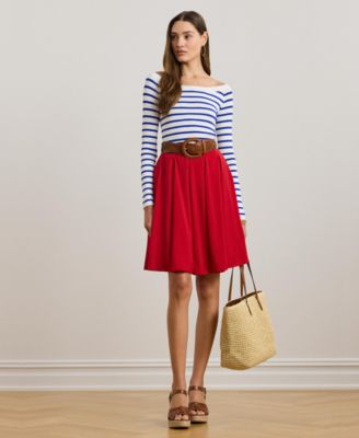 ラルフ・ローレン Lauren Ralph Lauren Striped Ballet-neck Sweater レディース シャツ トップス Whi Lauren Ralph Lauren Women's Striped Ballet-Neck Sweater - Macy's