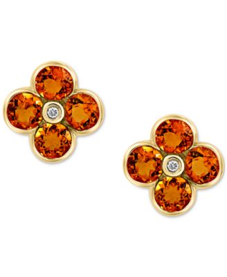 EFFY Collection - London Blue Topaz (2-5/8 ct. t.w.) & Diamond Accent Flower Stud Earrings in 14k Yellow Gold (Also in Citrine)