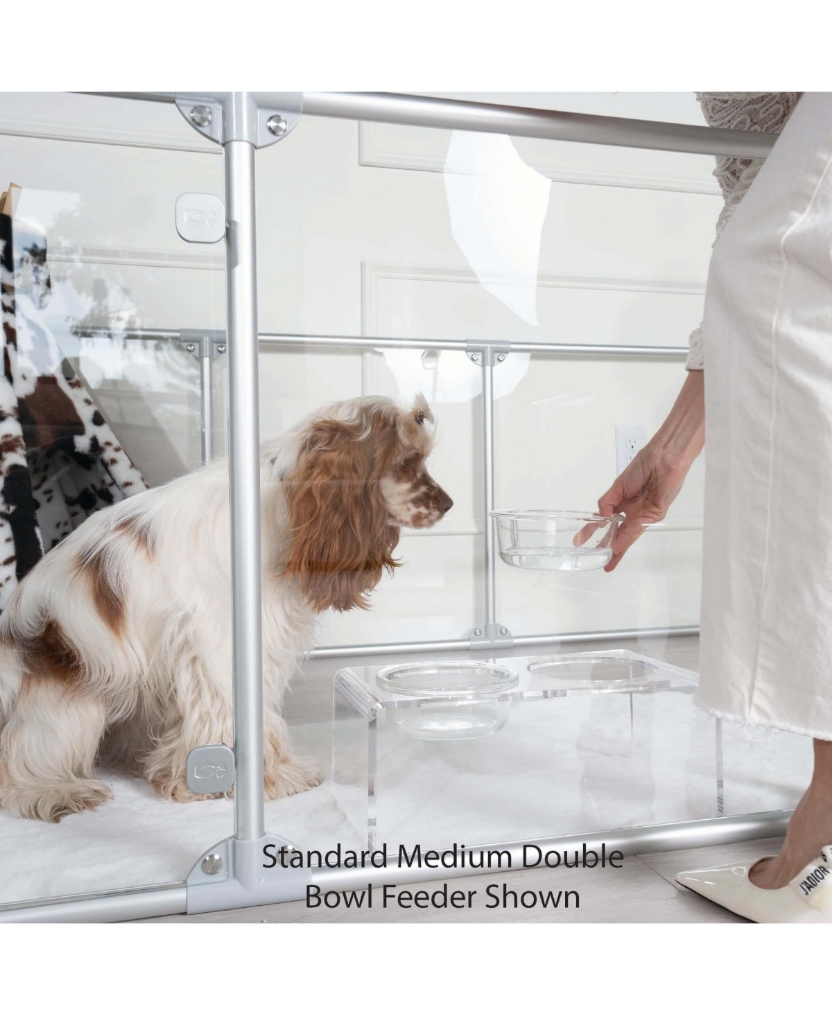 Clearly Loved Pets Modern Acrylic Glass Bowl Feeders, Standard Style, Single Bowl