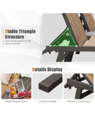 2-Person Patio Chaise Lounge with Middle Panel