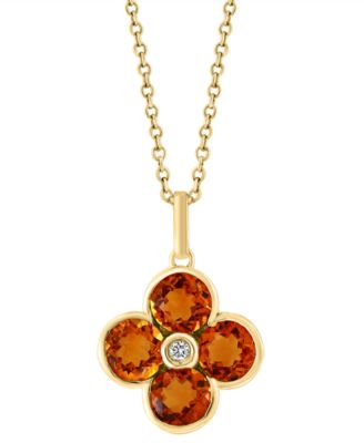EFFY Collection - London Blue Topaz (2-1/3 ct. t.w.) & Diamond Accent Flower 18" Pendant Necklace in 14k Yellow Gold (Also in Citrine)