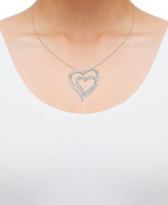 Diamond Double Heart 18" Pendant Necklace (1/2 ct. t.w.) in Sterling Silver