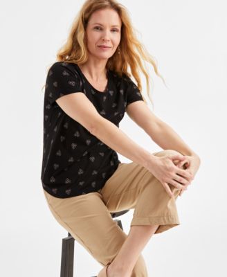 Style & Co - Women's Scandi Heart Printed Short-Sleeve T-Shirt, Exclusively at Macy's