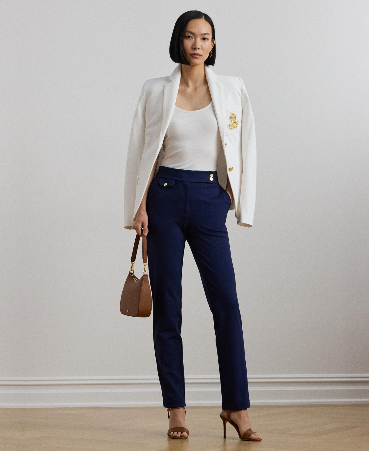 Shop Ralph Lauren Women's Ponte Ankle Pants, Regular & Petite In Refined Navy