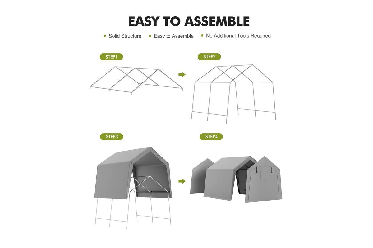 gaomon 10' x 10' Motorcycle Storage Shed, Heavy Duty Portable Tent with Rolled Zipper Door, Waterproof Design for Atv, Motorcycle, Bike, Firewood, and
