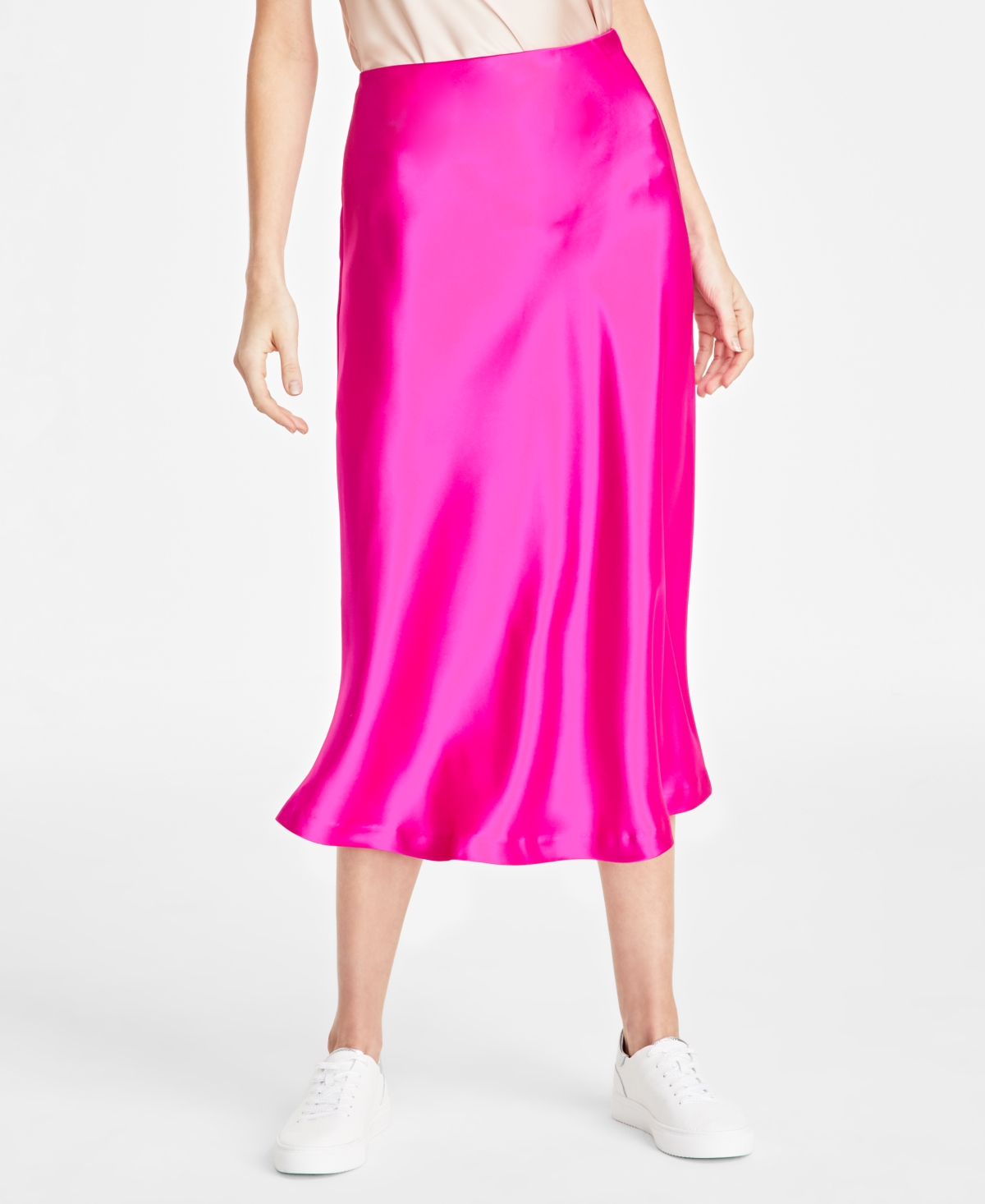 ON 34TH WOMEN'S A-LINE SATIN MIDI SLIP SKIRT, EXCLUSIVELY AT MACY'S 