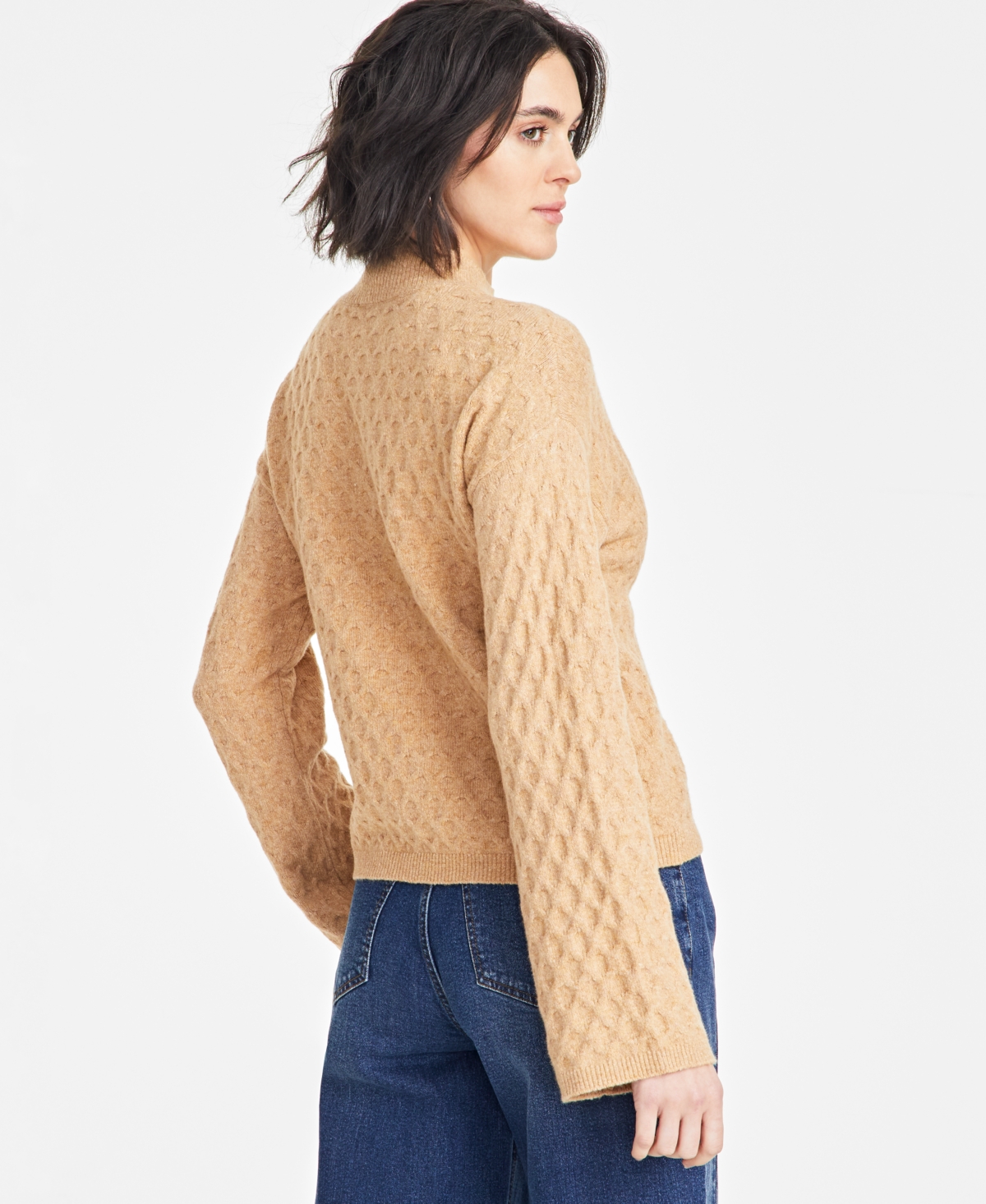 ON 34TH WOMEN'S TEXTURED MOCK-NECK SWEATER, EXCLUSIVELY AT MACY'S 