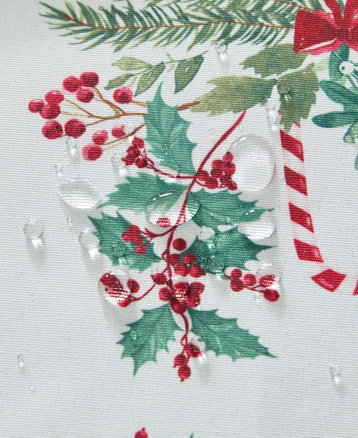 Laura Ashley Easy Care Holiday Tablecloth, 70" Round In Candy Cane