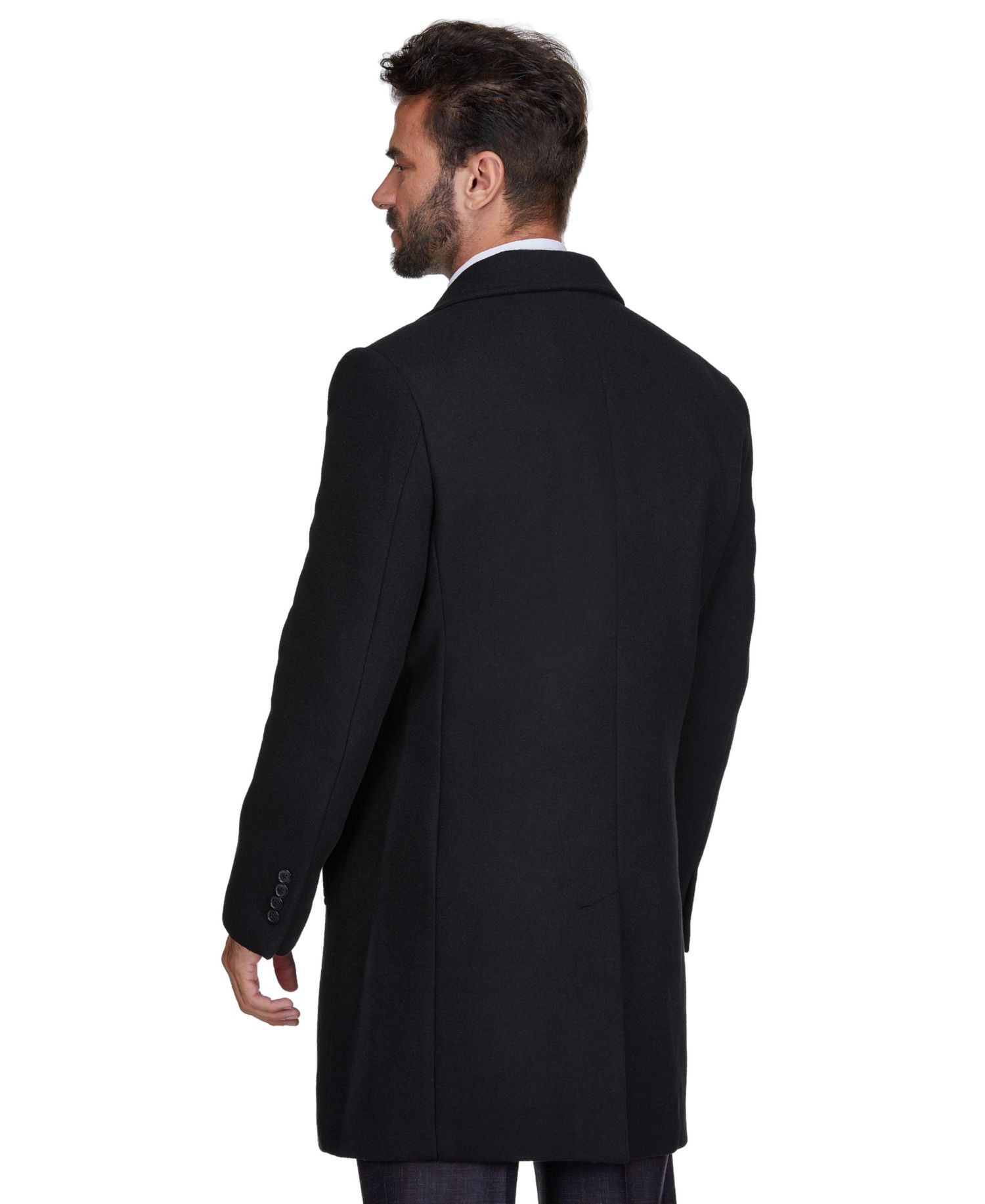 Men's Big & Tall Tailored Wool Blend Notch Collar Wool Blend Walker Car Coat