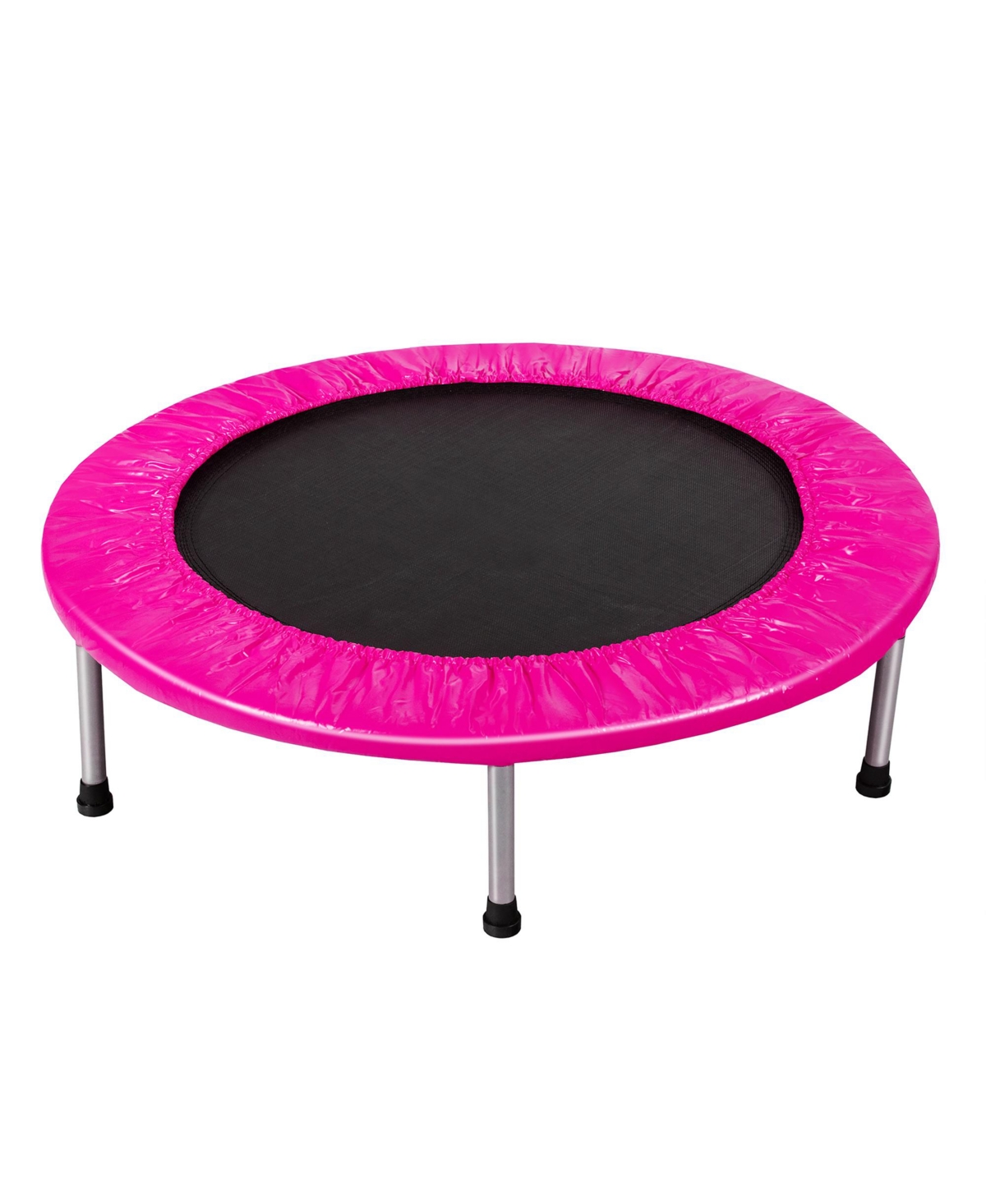Gymax 38'' Folding Mini Trampoline Fitness Rebounder w/ Safety Pad Pink - Pink+black