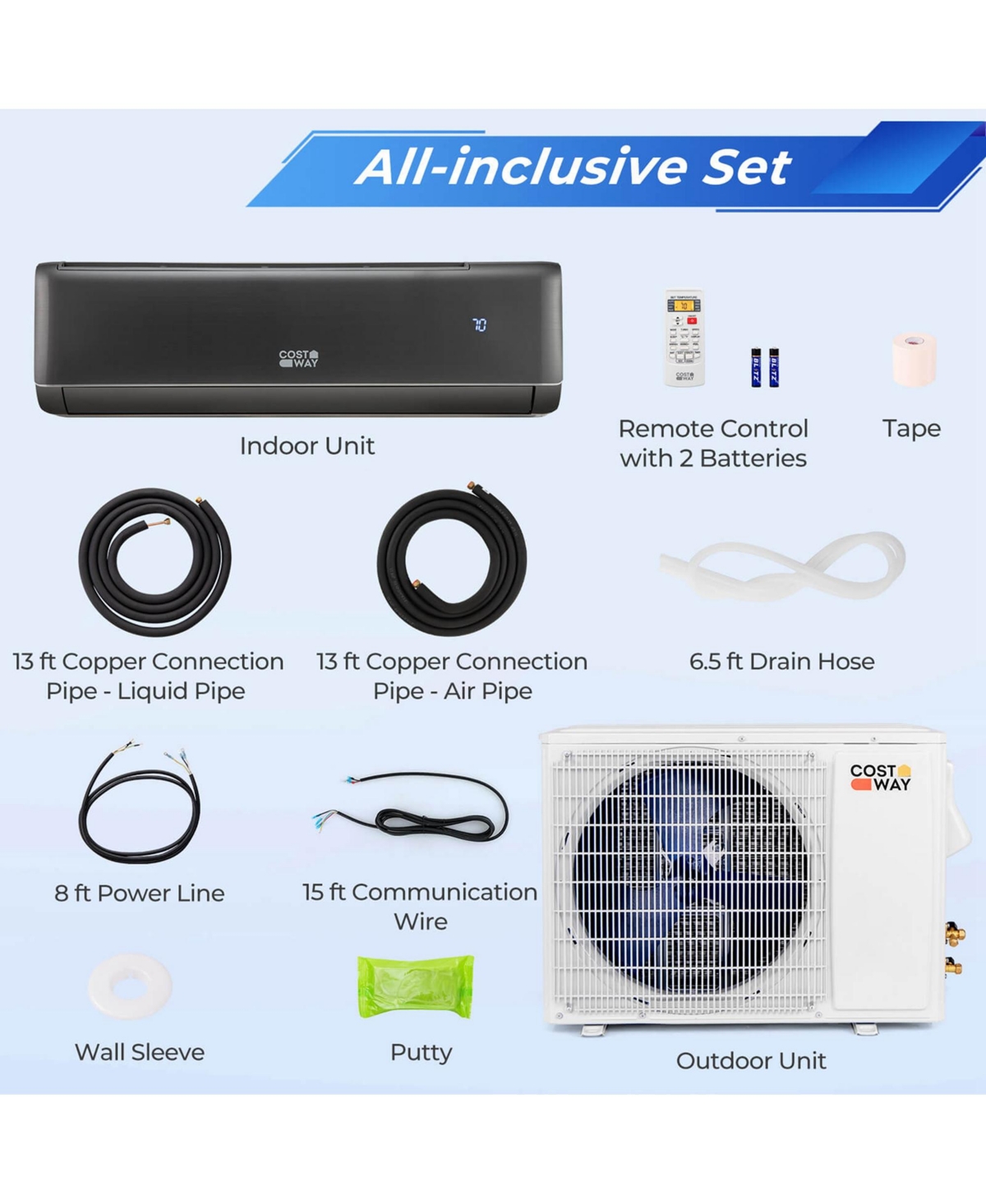Costway 12000 Btu Enabled Mini Split Air Conditioner & Heater with Heat Pump