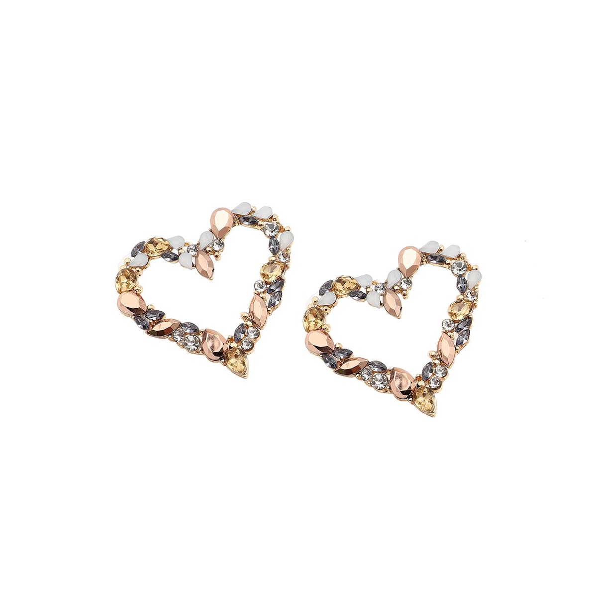 Sohi Women's Heart Stud Earrings In Gold