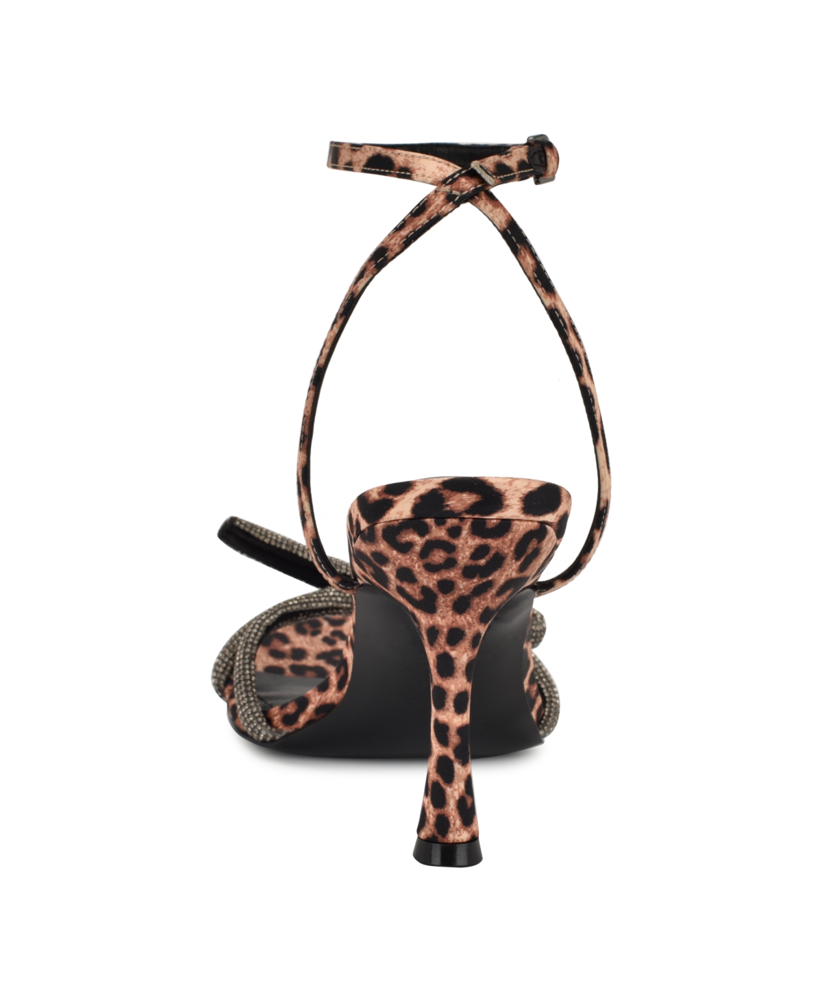 Shop Nine West Women's Ivid Square Toe Tapered Heel Dress Sandals In Leopard Satin