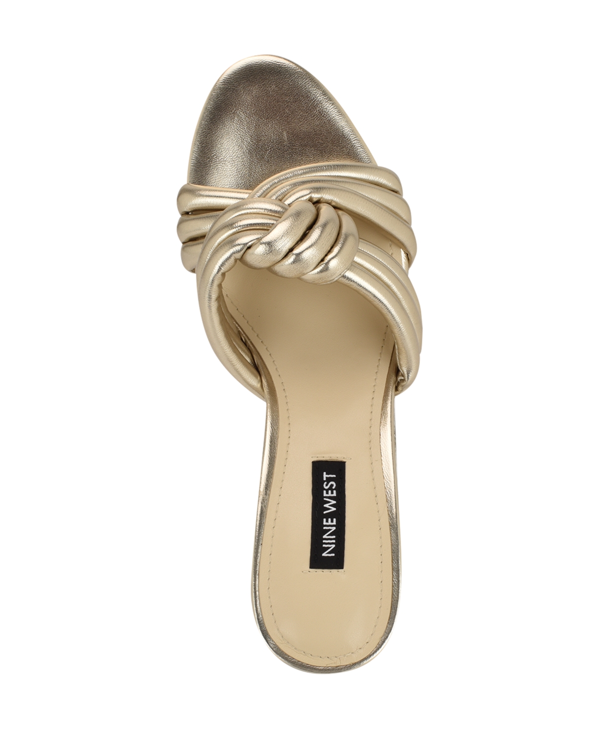 Nine West Women's Norene Slip On Tapered Heel Dress Sandals In Gold