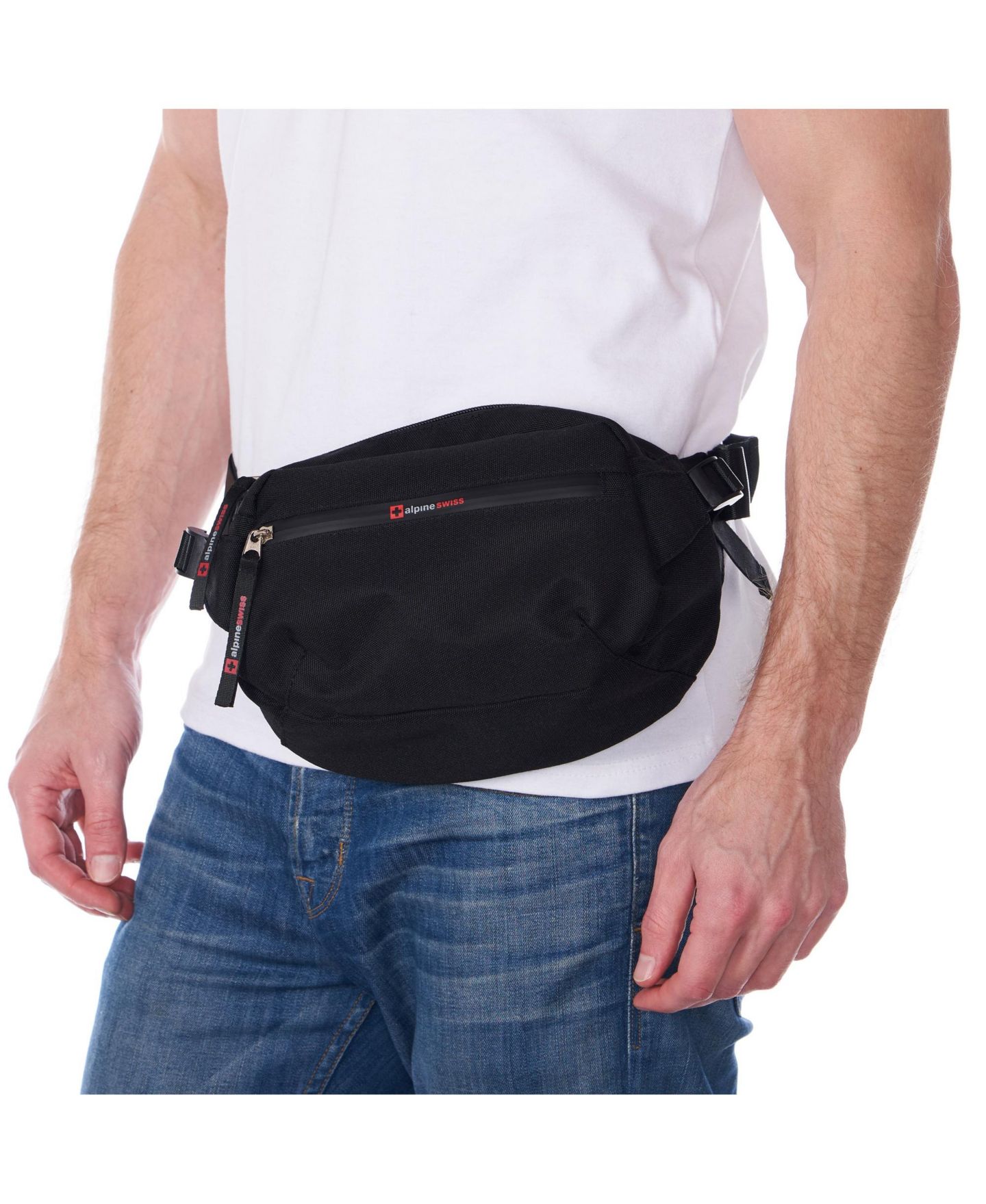 Мужская сумка Alpine Swiss Fanny Pack Adjustable Waist Sling Crossbody Chest Pack Bum, цвет: Чёрный — фото 6